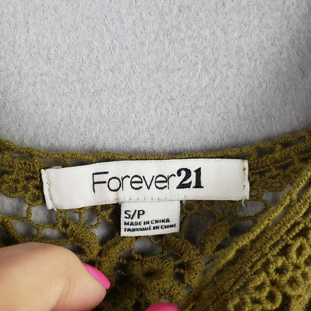 Forever 21 Size S Tiered Lace Tank Top Green Victorian Mythical Forest Nymph - Picture 4 of 6